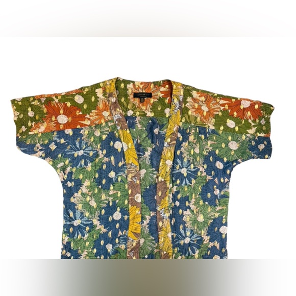 Anthropologie Current Air Floral Shine Duster Kimono in Olive in One Size - Picture 4 of 8